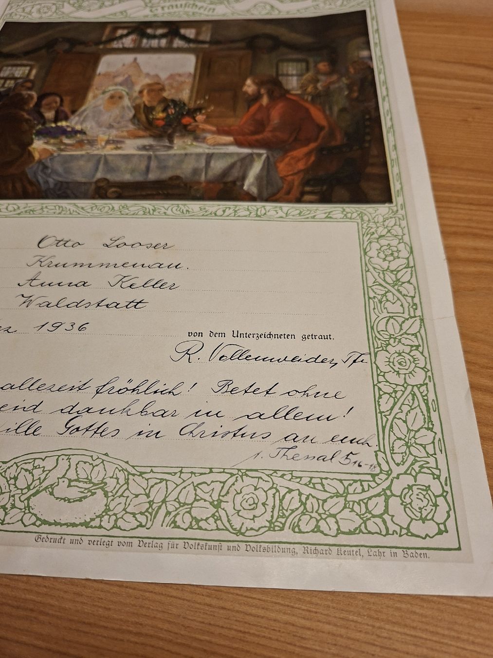 Documenti: Trauschein 1936 – Usato da Ganterschwil venduto da HeidiuPeter 3