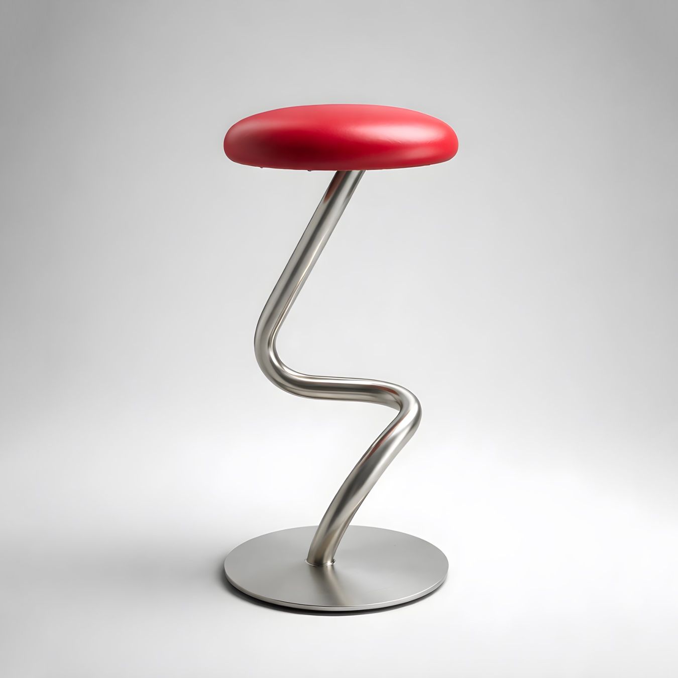 Sgabelli: Designer Barhocker mit rotem Sitz, Metallfuss – Usato da Samstagern venduto da gilido01