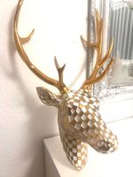 Hirsch Hirschgeweih gold weiss Art Deco NEU