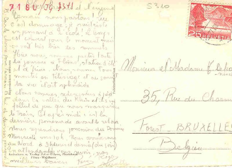Cartoline postali: Disentis - Rest. Alten Bündnerstube 1951 – Usato da Emmenbrücke venduto da teestube 1