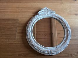 toller runder Wandspiegel weisses Holz Shabby Chic Spiegel