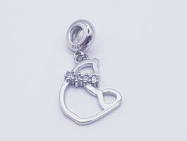 Charm / Anhänger Katze (925 Sterling Silber)