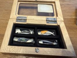Virginia Messer Set 4 Miniatur Klappmesser in Holzbox