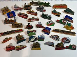Pins trains, lot de 37 pièces