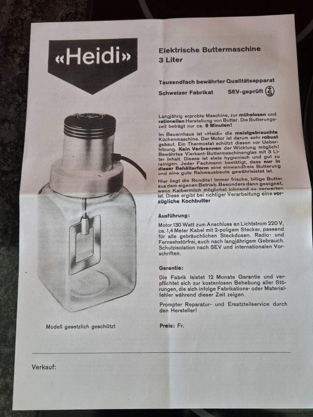 Elettrodomestici da cucina: Buttermaschine / Butterschleuder Heidi – Usato da Oberdiessbach venduto da Finland1977 5