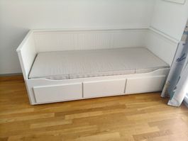 Tagesbett Weiss mit Bettkasten und Ausziehteil