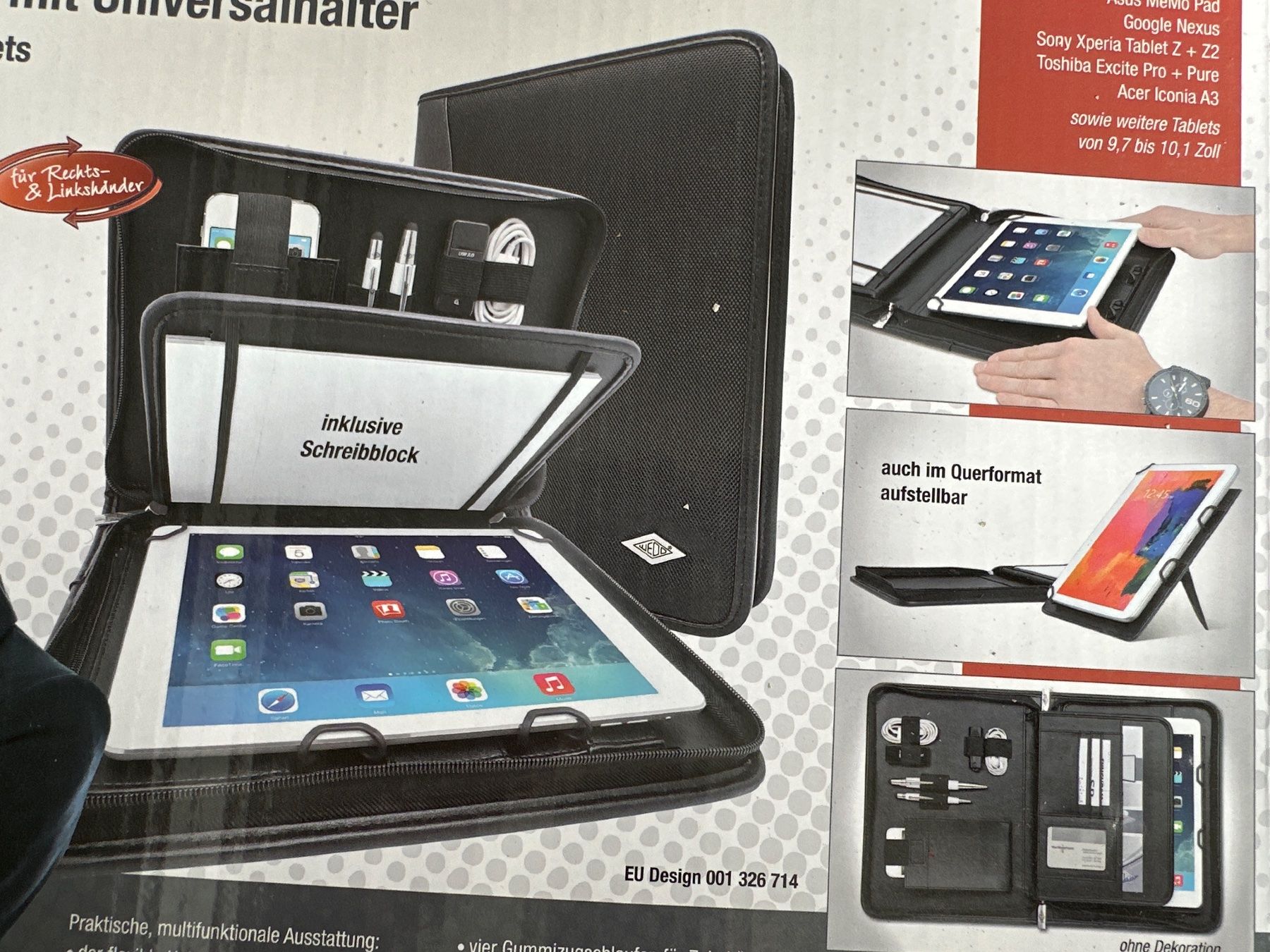 Borse: neuer Tablet-Organizer bzw. Mappe mit Universalhalter – Nuovo e nell'imballaggio originale da Necker venduto da liq24 4