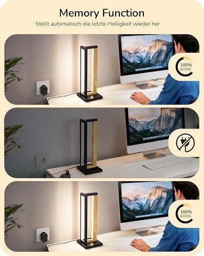 Lampade: Nachttischlampe Touch Dimmbar Metall Holz Design moderne – Nuovo e nell'imballaggio originale da Hundwil venduto da tec_mm27 4