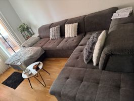 Sofa Wohnlandschaft U in Dunkelgrau