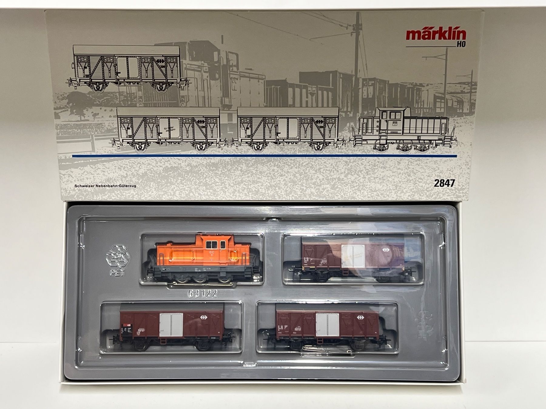 Märklin Modellini di ferrovie: Märklin 2847 Schweizer Nebenbahn-Güterzug H0 AC – Nuovo e nell'imballaggio originale da Neuenhof venduto da ludovicco