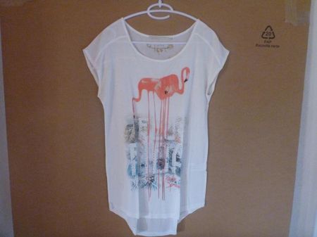 Damen T-Shirt weiss Grösse 34/36 Flamingo Print