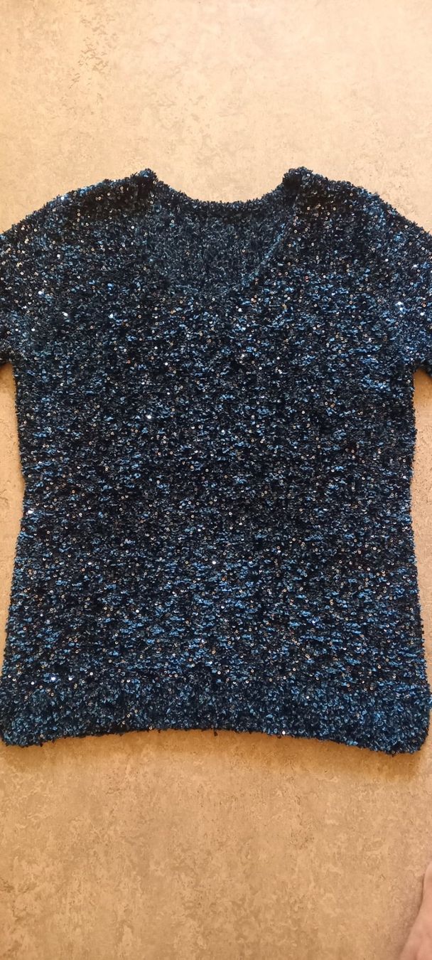 Maglioni & Felpe: Festlicher Damenpullover Smaragdfaben mit PailettenGr.S – Usato da Frick venduto da sika1960