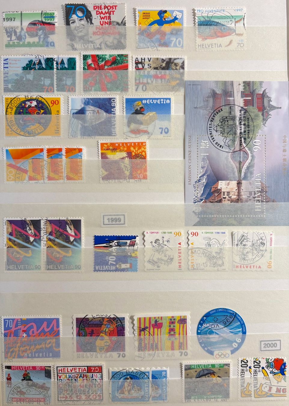 Alle Briefmarken: Timbres suisses 1997 1998 1999 2000 Carnet 2000 – Gebraucht aus Lausanne von Cabessa