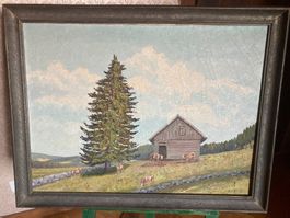 Tableau d'Albert Fahrny, une loge dans le Jura.