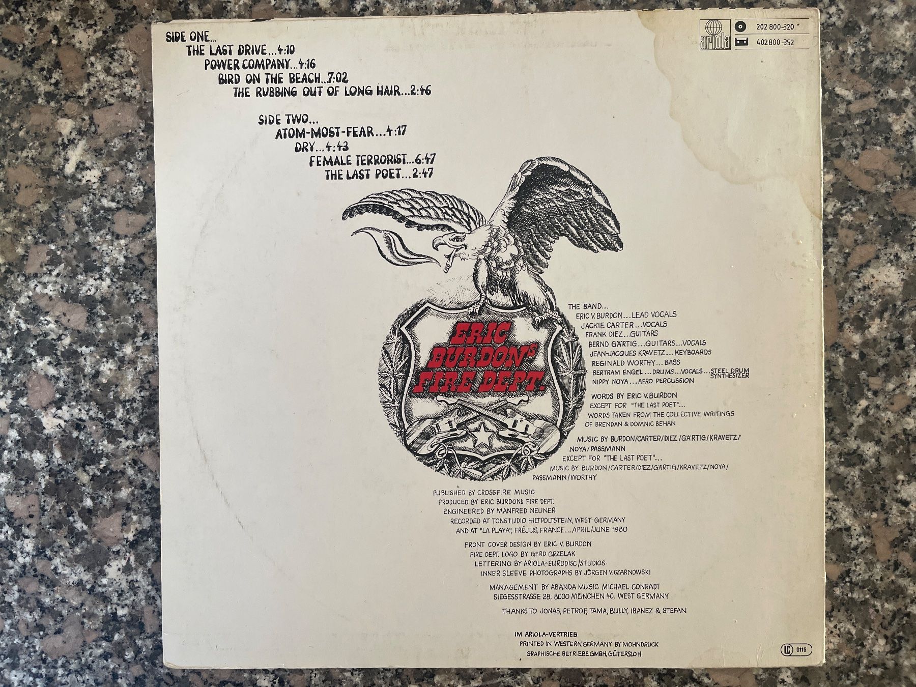 Dischi in vinile: A386/Eric Burdon's Fire Dept. - Last Drive – Usato da Frutigen venduto da Philippe_jsp 1