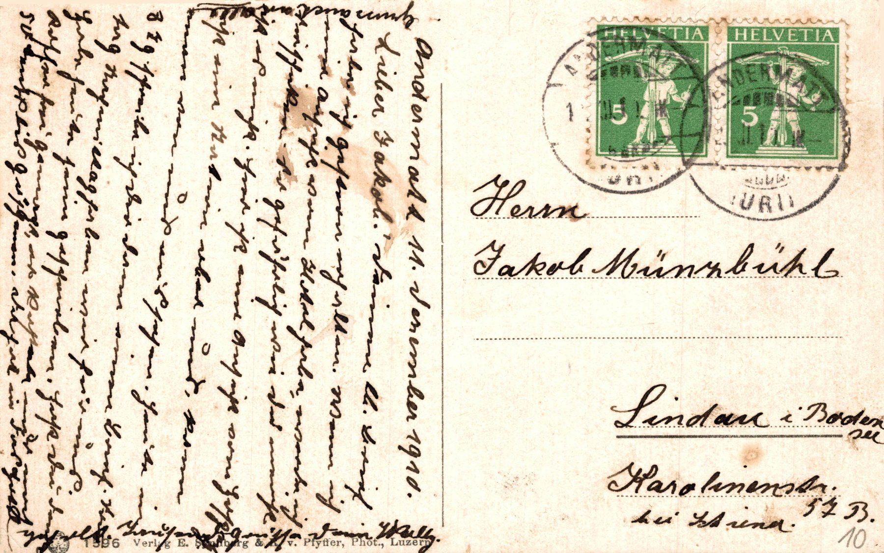 Cartoline postali: Hospenthal – Usato da Bronschhofen venduto da Astore 1
