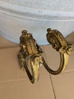 2 grosse antike Bronze Vorhangstangenhalter oder Raffhalter