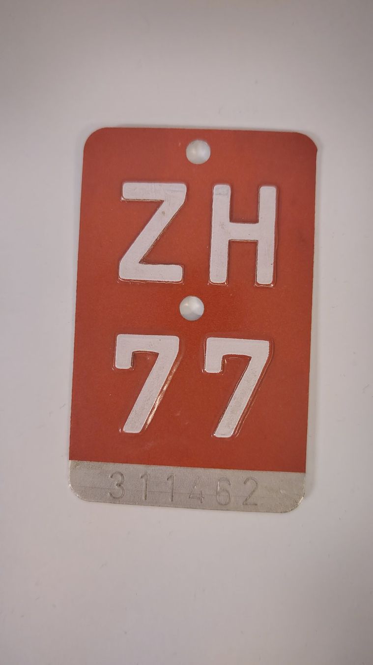 Insegne: 1977 - ZH Fahrrad-Nummernschild – Usato da Zürich venduto da Negev