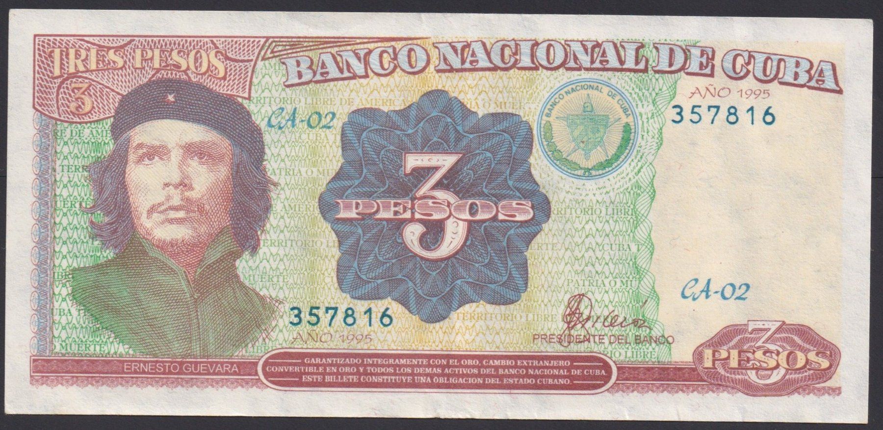 Banconote: Cuba 3 Pesos 1995 Che Guevara – Usato da Brugg AG venduto da banknoten_muesli