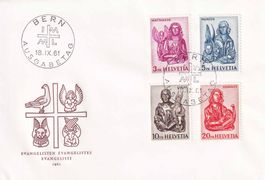 1961, Evangelisten Nr. 381-384, auf illustriertem Blanco-FDC