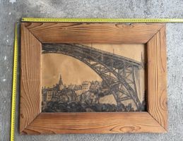 Bild gezeichnete Brücke mit Stadt Bern mit Holzrahmen