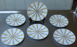 6 Porzellan Brotteller Meissen Stripes Kollektion gelb-gold