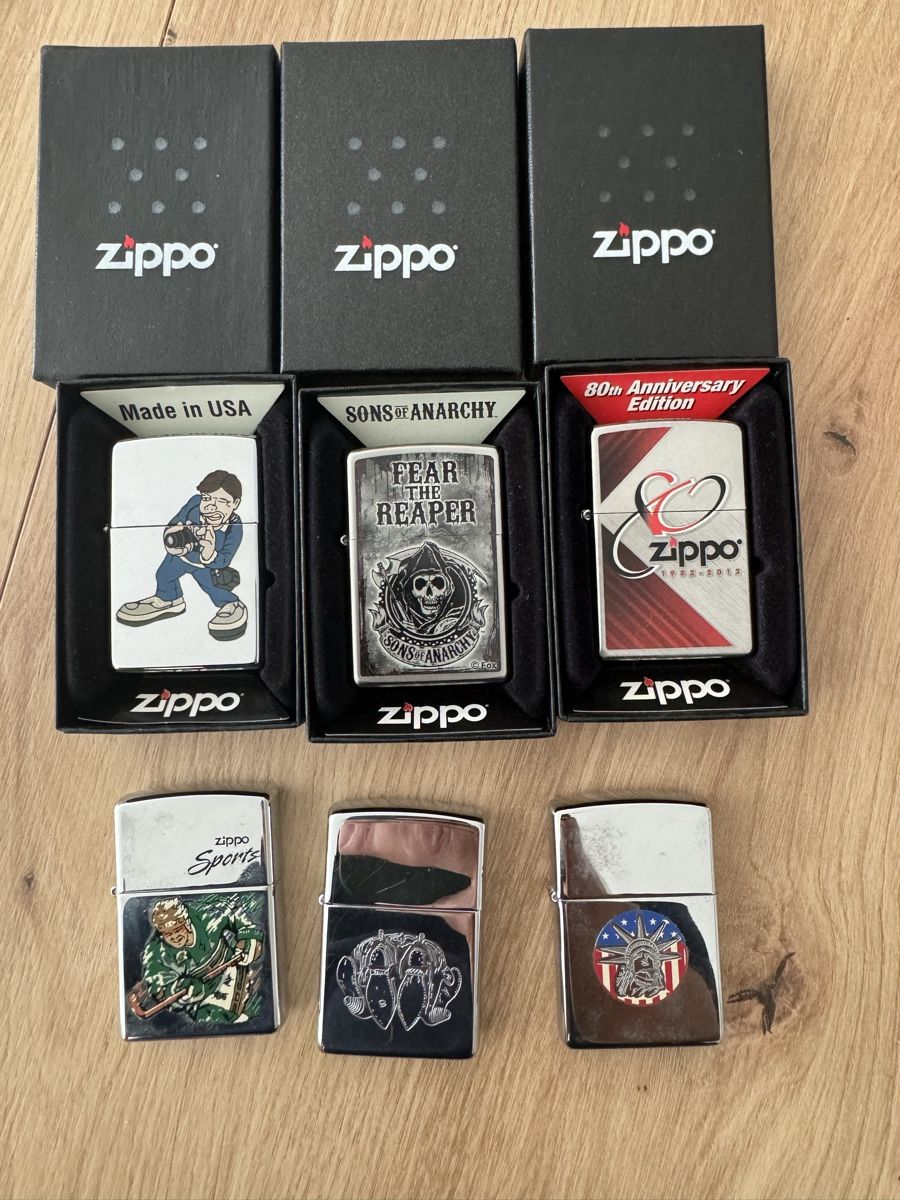 Zippo Feuerzeuge: Lot de 6 briquets Zippo collection – Neu (gemäss Beschreibung) aus Epagny von