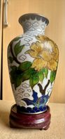 Antike Cloisonné Vase, China, Blumenvase, mit Holzfuss