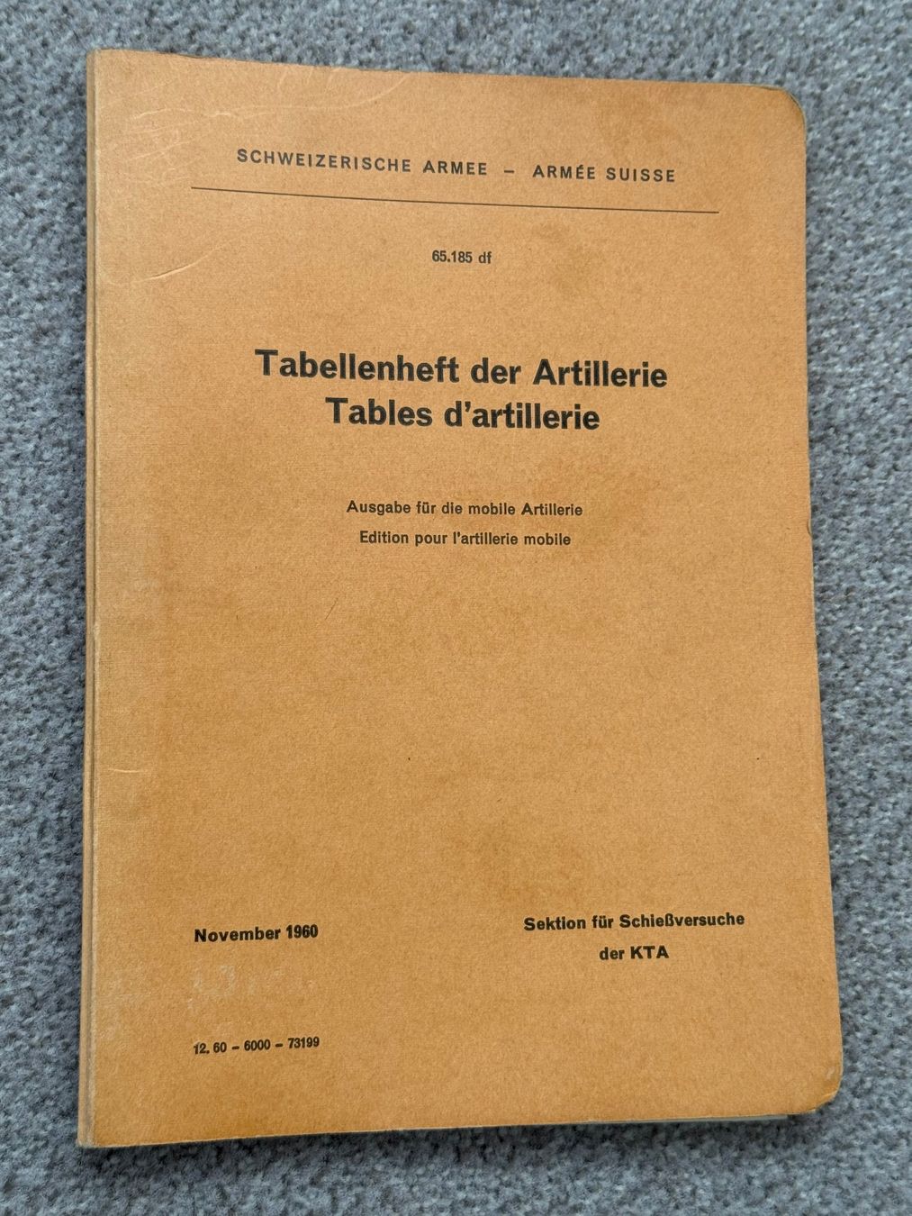 Bücher: Reglement: Tabellenheft der Artillerie - Schweizer Armee – Gebraucht aus Brütten von Hst1