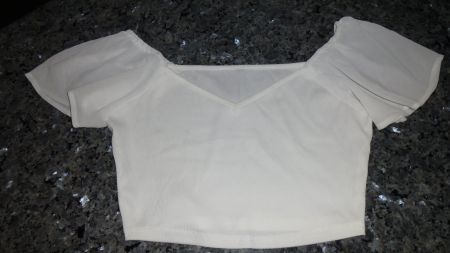 Weisses Sommer Crop Top mit Flügelärmeln Grösse XS