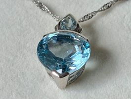 Anhänger Blauen Topas, Silber 925, NEU