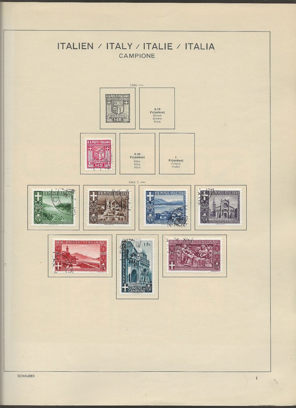 Alle Briefmarken: Marken Italien Campione – Gebraucht aus Au ZH von xelagreb01 6