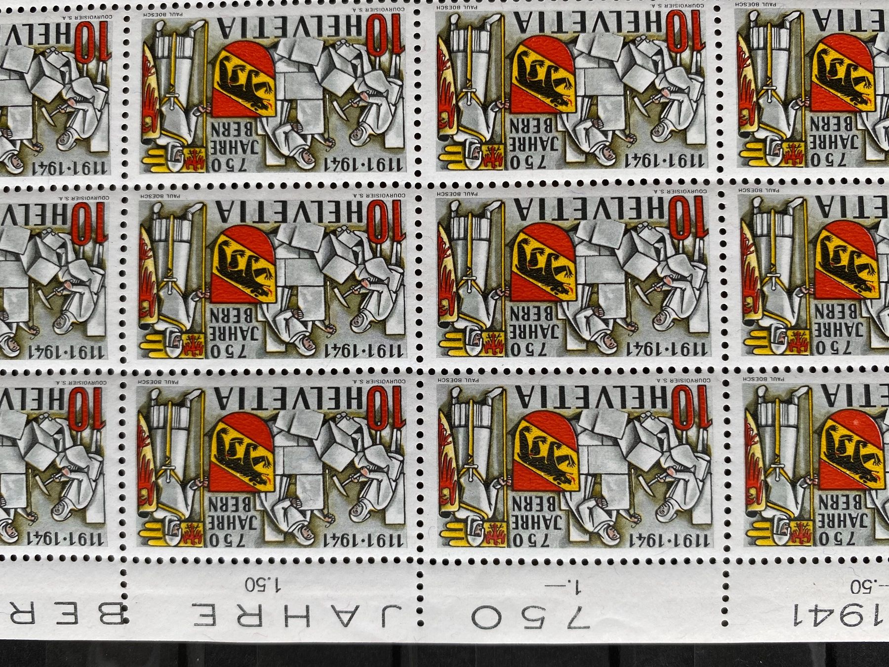 Tutti i francobolli: 253, Bogen, Rückseite **, Druckverschiebung, Spinne, etc – Usato da Aarau venduto da hilde47 6