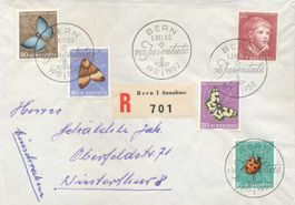 1952, BERN, eingeschriebenes Satz-FDC nach Winterthur