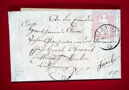 STRUBEL 24 FALTBRIEF DELEMONT JURA VIA BASEL LUZERN 1861