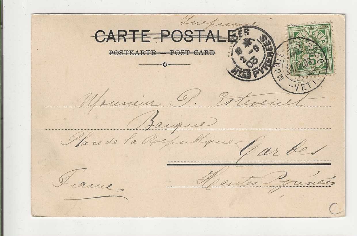 Cartoline postali: Monte Generosa, 1903 – Usato da Spiez venduto da Niesen20 1