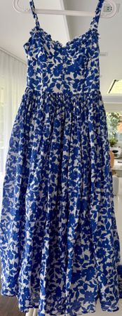 Lace & Beads Dress Blue Floral Print Size XS
