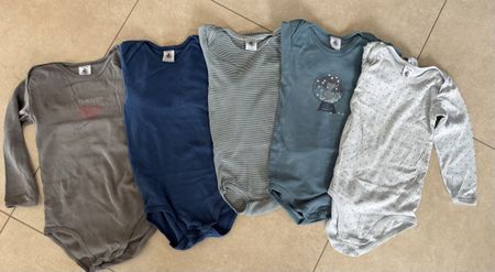 Lot de 5 bodies longues manches Petit Bateau 36 mois 95cm