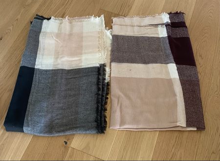 Schals Karomuster beige grau mit Fransen unbenutzt 