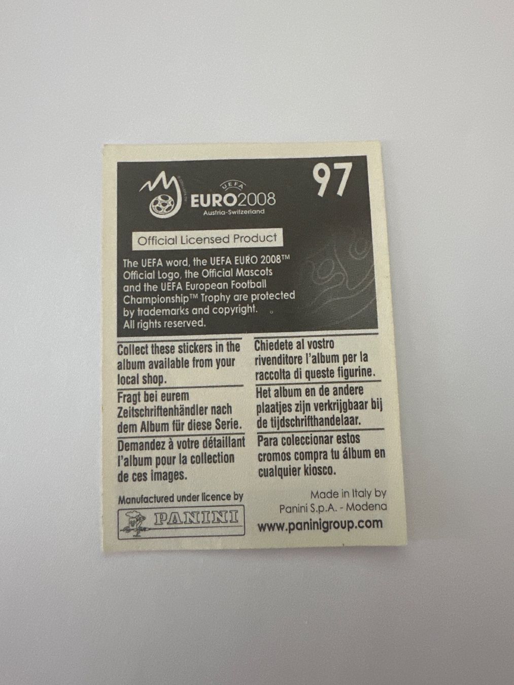 Panini Cartes à collectionner: Panini UEFA EM 2008 Sticker - Nr. 97 – D'occasion à Sulz AG par DealWerk 1