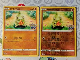 🇫🇷 Lot 2 cartes Embrylex avec reverse Pokémon Go FR