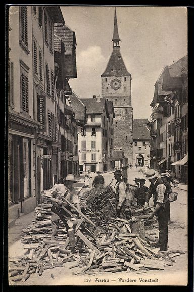 Cartoline postali: Aarau, Vordere Vorstadt mit Coiffeur E.  – Usato da Berlin venduto da bartko-reher