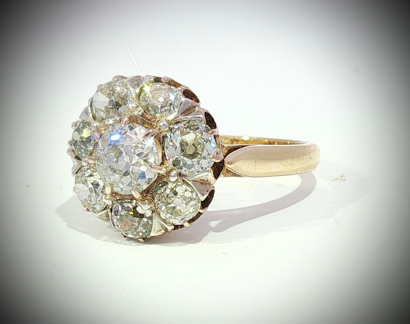 Anelli: Antik Altschliff Diamant Cluster Ring 750 Gold – Usato da Embrach venduto da estzeh1 3