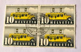 4er Block  mit Stempel  1937 Automobilpostbureau  