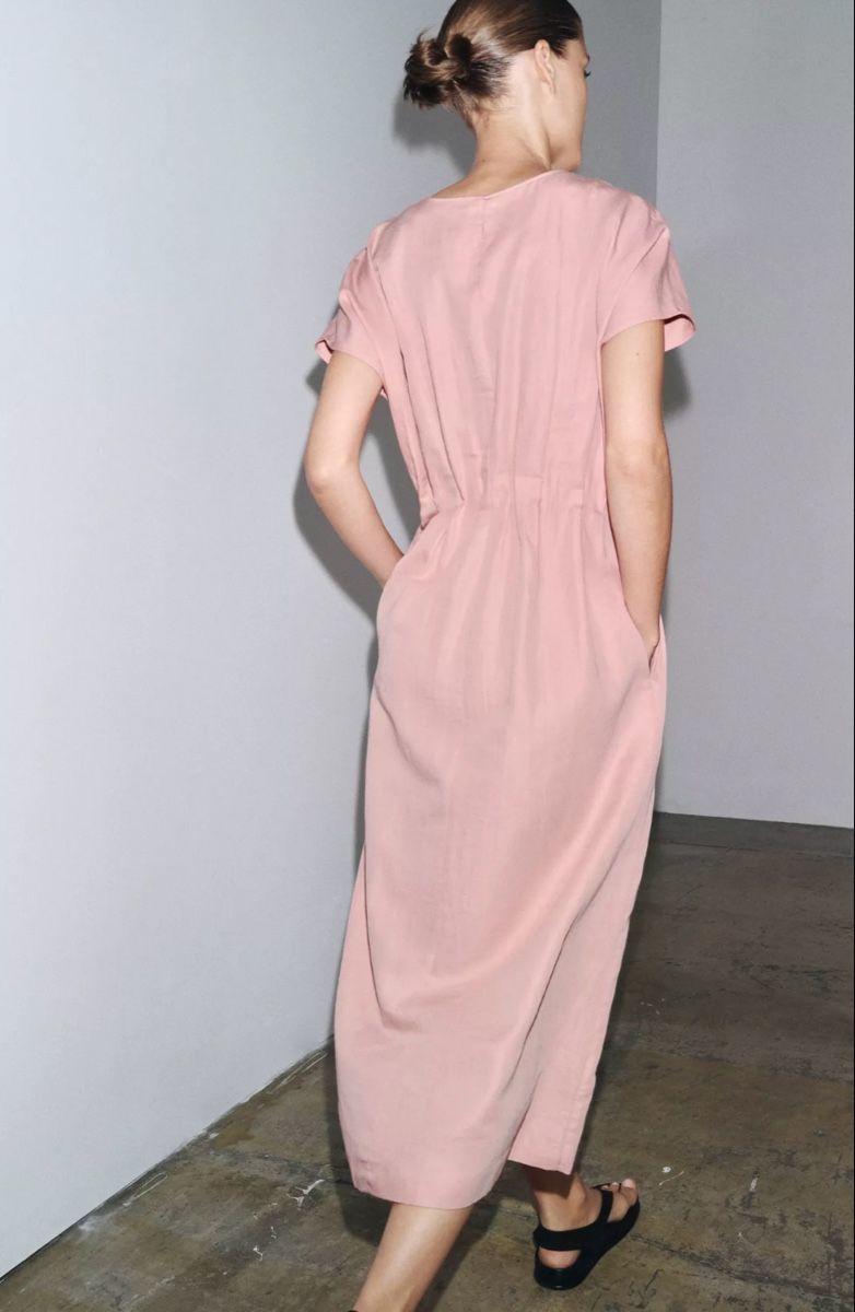 Vestiti: Rosa Kleid aus Baumwoll-Leinen-Mischgewebe, Größe S – Nuovo e nell'imballaggio originale da Veyras venduto da ValClasse 2