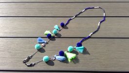 Collier/Sautoir perles noires en plastiques, L53,5cm