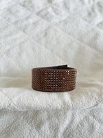 Bracelet cuir marron strass brillant chic occasion