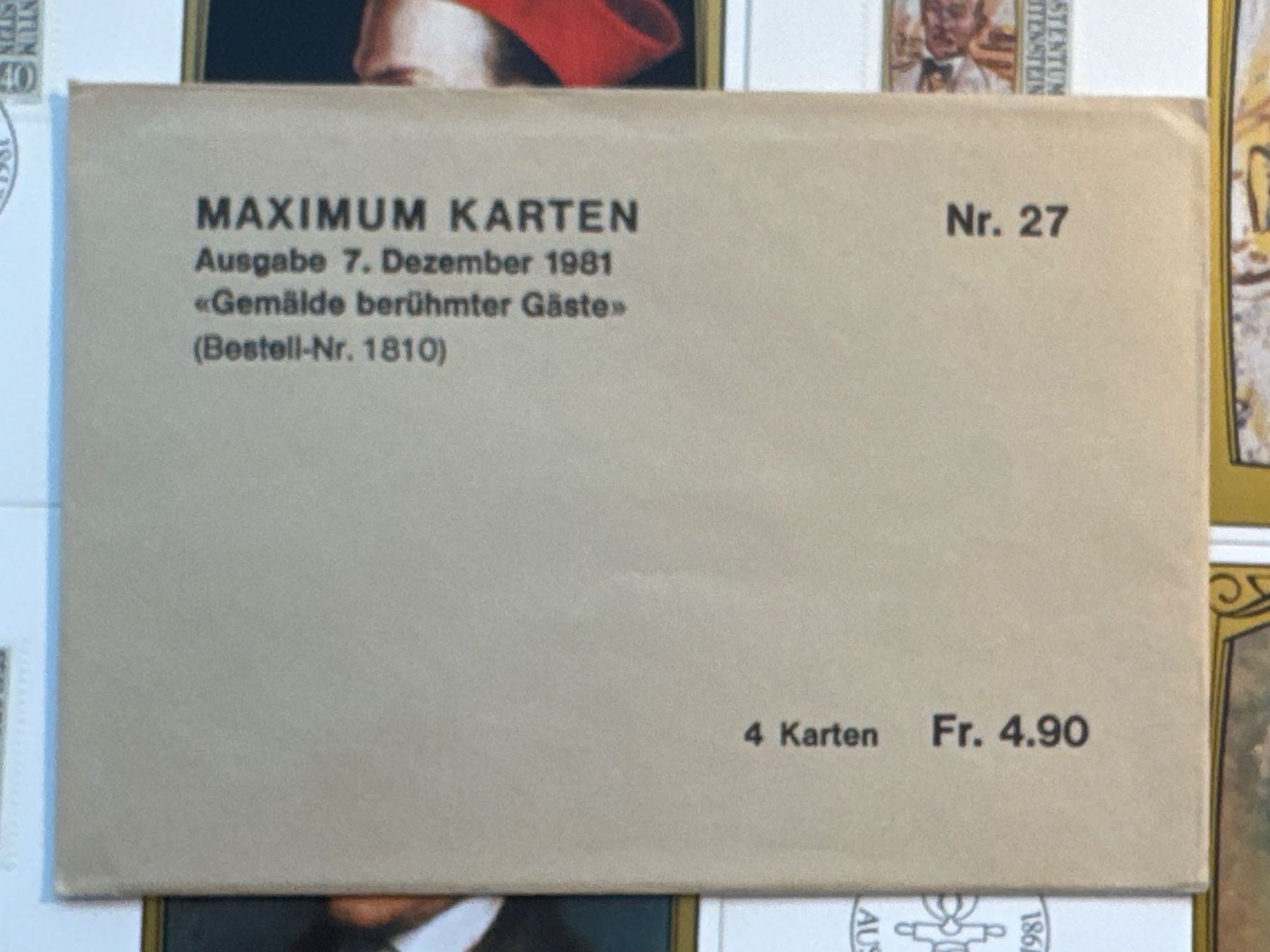 Tutti i francobolli: Maximum Karten 1981 Gemälde berühmter Gäste – Usato da Küssnacht am Rigi venduto da POSTOMASTER 1