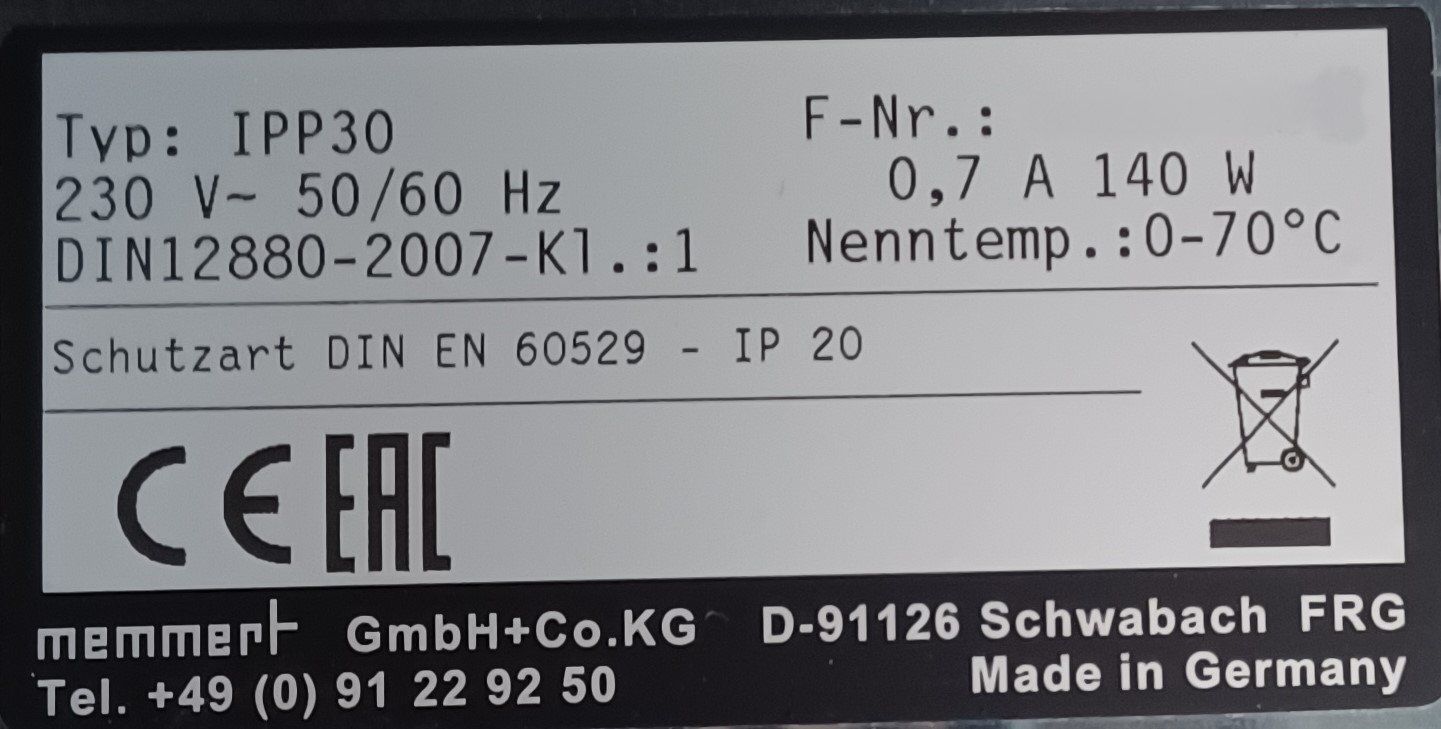 Accessori da laboratorio: Memmert IPP30 Peltier-cooled cabinet – Difettoso da Niederdorf venduto da LeptonAG_Labor 6