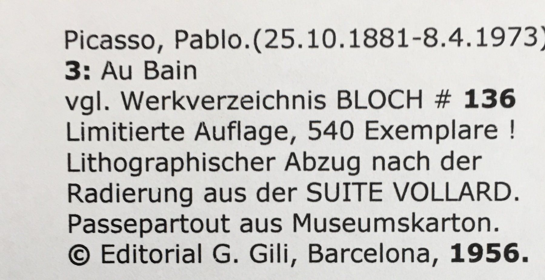 Grafica & Litografie: Pablo Picasso  "Au Bain" – Usato da Nennigkofen venduto da Sommersonnen 4